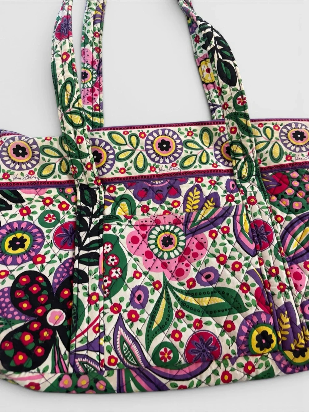 Vera Bradley Paisley Pink Green and Purple Floral Quilted Tote